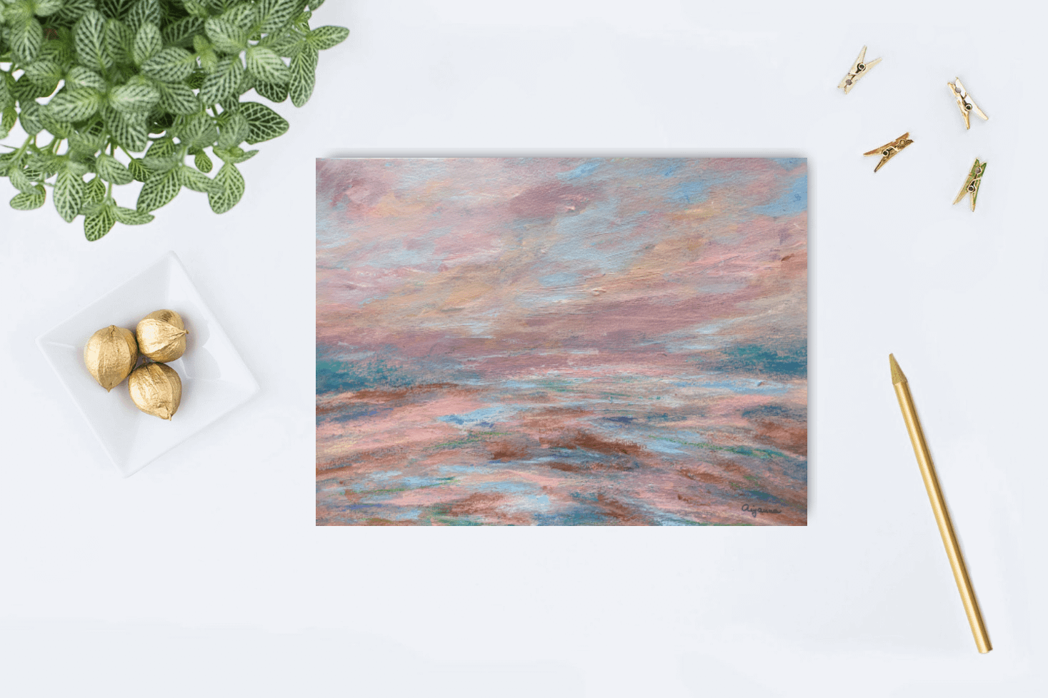 Far ahead - original hand painted artwork, 29,7x21cm - Obrázek 5