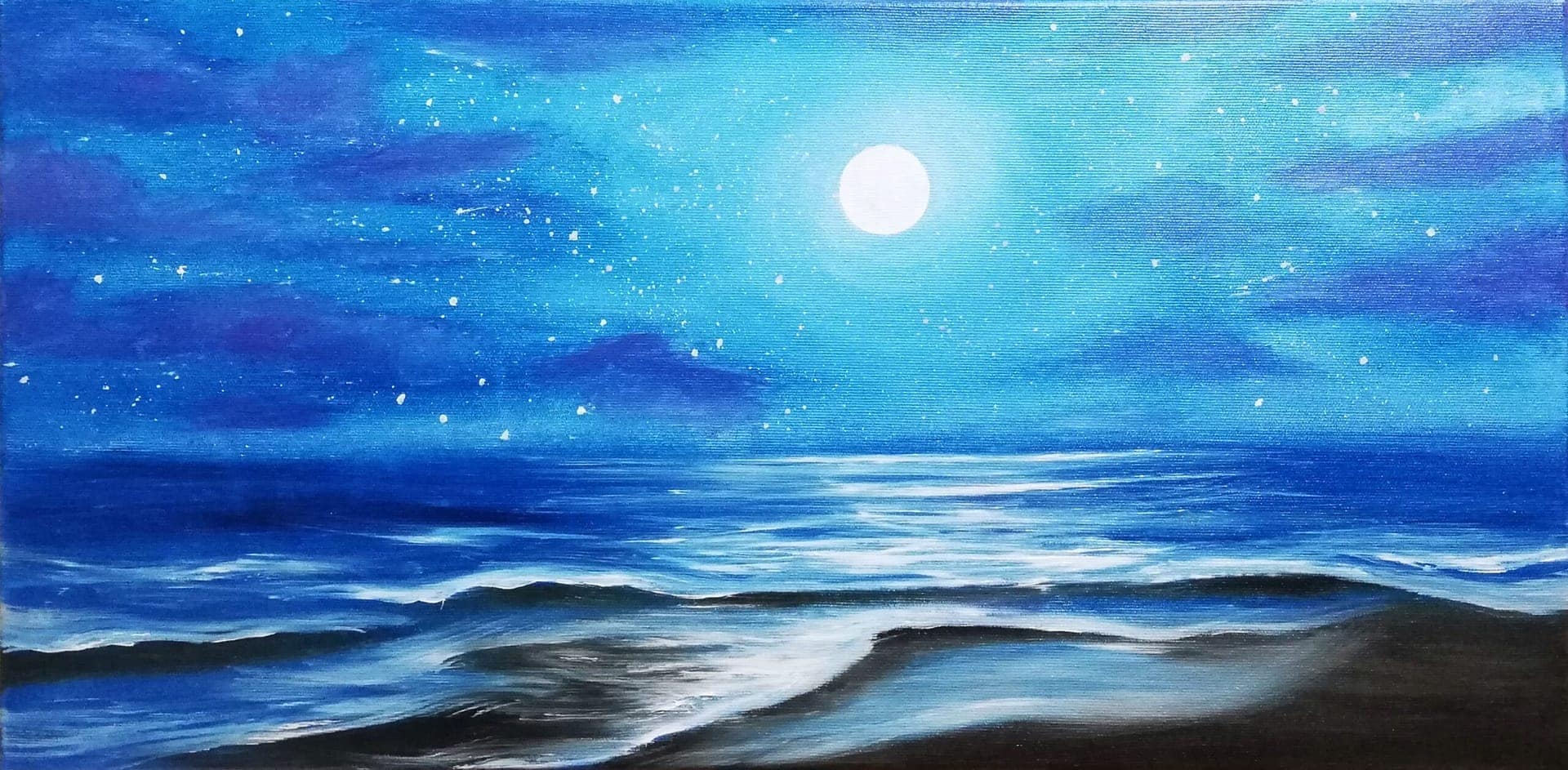 moderní obraz na zeď úplněk ručně malovaný