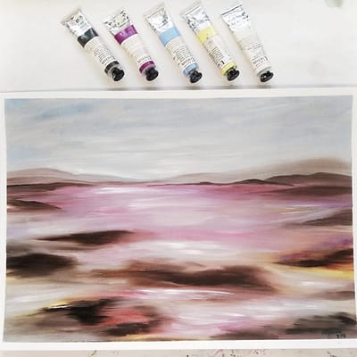 Abstract romantic landscape – painting on paper