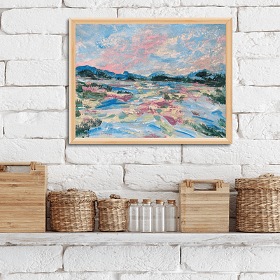 Bright day in the country – original hand painted artwork, 24x18cm