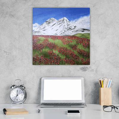 Autumn bloom – mountain art on canvas, 40×40 cm