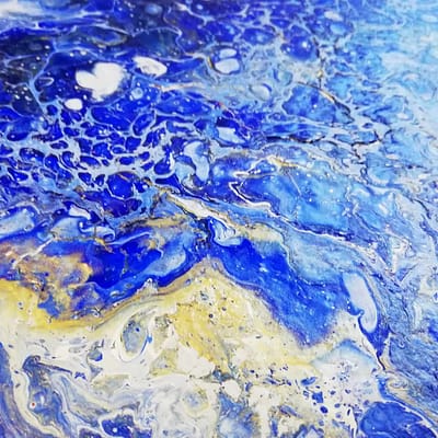 Blue planet Earth – abstract pouring painting