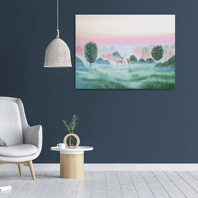 Deer family – original landscape painting