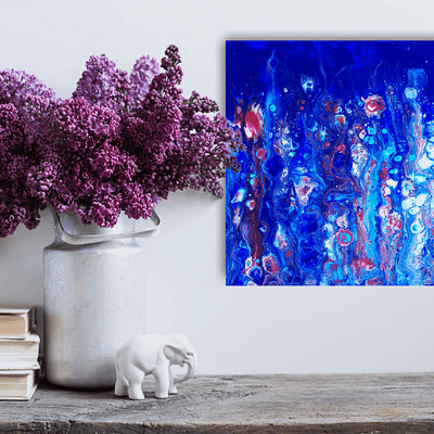 Flowers in the pond – abstract resin painting