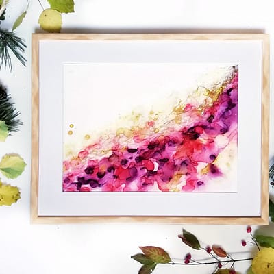 Original ink painting – Gold in red
