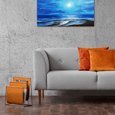 During a full moon – night sky coastal art