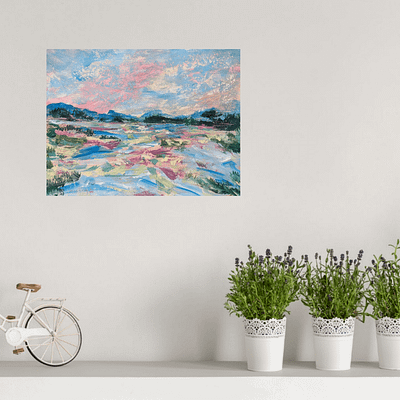 Bright day in the country – original hand painted artwork, 24x18cm