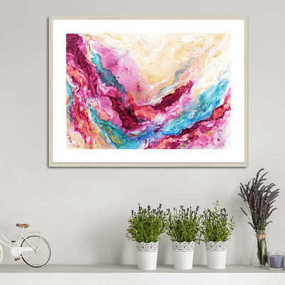 Romantic fantasy – abstract painting on paper, 46×32 cm