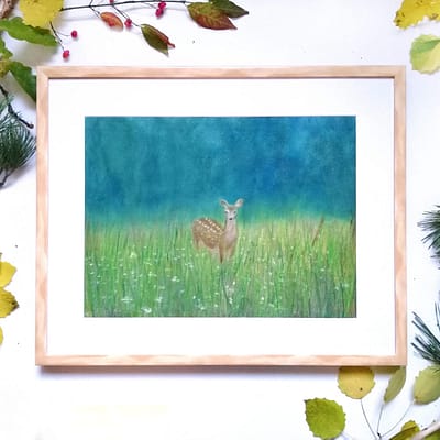 Original doe painting – Doe in the meadow