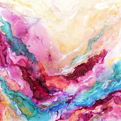 Romantic fantasy – abstract painting on paper, 46×32 cm