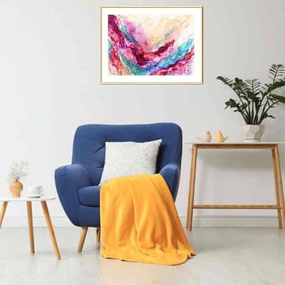Romantic fantasy – abstract painting on paper, 46×32 cm