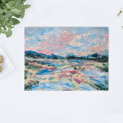 Bright day in the country – original hand painted artwork, 24x18cm