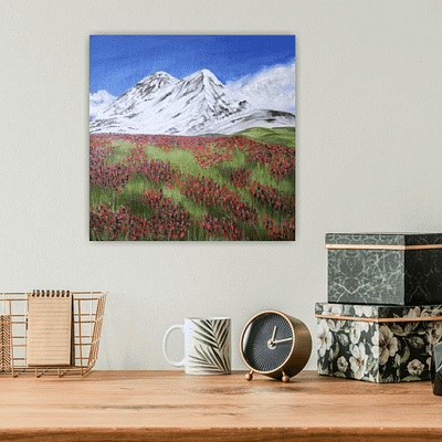 Autumn bloom – mountain art on canvas, 40×40 cm