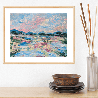 Bright day in the country – original hand painted artwork, 24x18cm