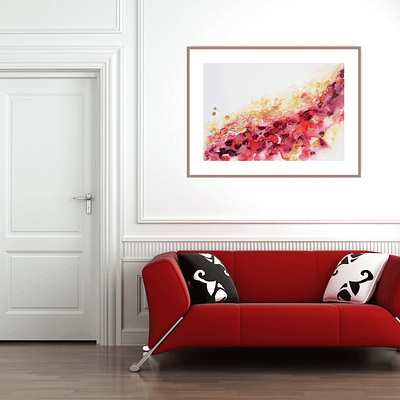 Original ink painting – Gold in red