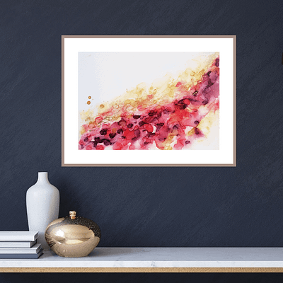 Original ink painting – Gold in red