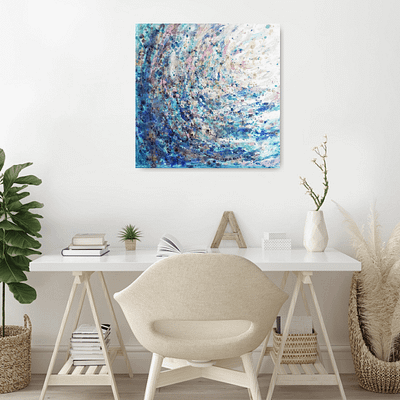 Fresh teal – 60 x 60 cm abstract painting