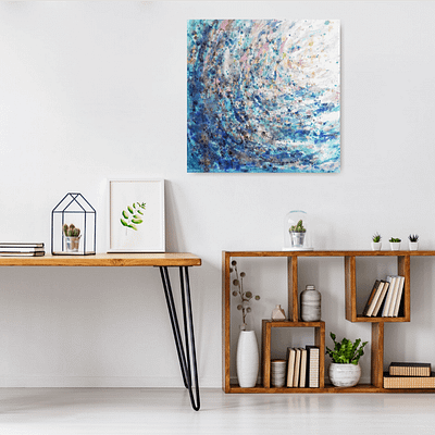 Fresh teal – 60 x 60 cm abstract painting