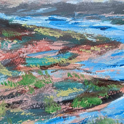 Flowing river – original hand painted artwork, 24x18cm