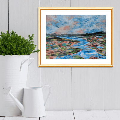 Flowing river – original hand painted artwork, 24x18cm