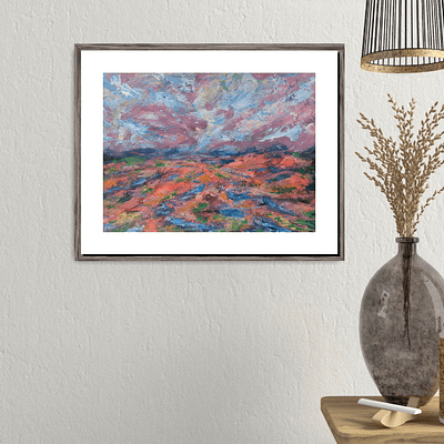 Fiery ground – original abstract landscape, 29,7x21cm