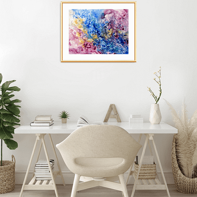 Life inside us – colorful painting on paper, 46×32 cm