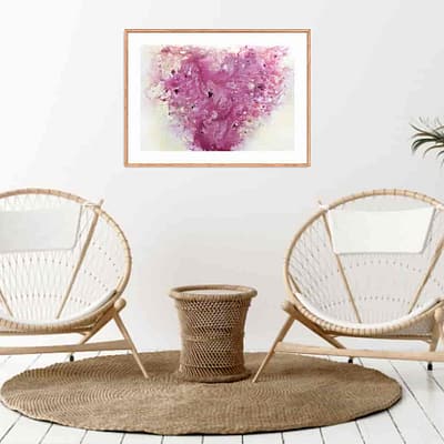 Gentle love – abstract painting on paper, 46×32 cm