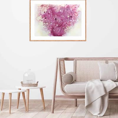 Gentle love – abstract painting on paper, 46×32 cm