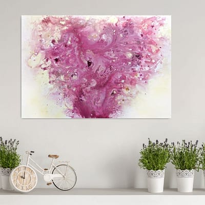 Gentle love – abstract painting on paper, 46×32 cm