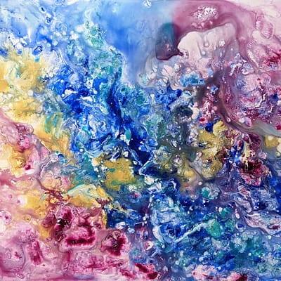 Life inside us – colorful painting on paper, 46×32 cm