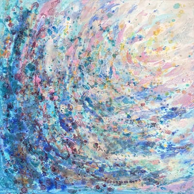 Fresh teal – 60 x 60 cm abstract painting