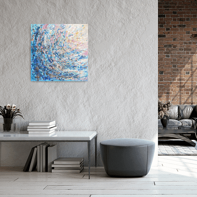 Fresh teal – 60 x 60 cm abstract painting