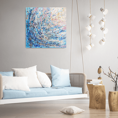 Fresh teal – 60 x 60 cm abstract painting