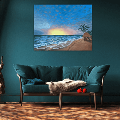 Summer house on the beach – 100x80cm, beach painting