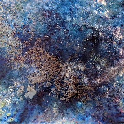 Somewhere in space – modern mixed media painting, 100x80cm