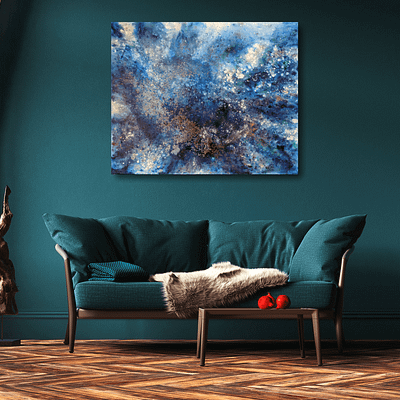 Somewhere in space – modern mixed media painting, 100x80cm