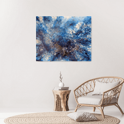 Somewhere in space – modern mixed media painting, 100x80cm
