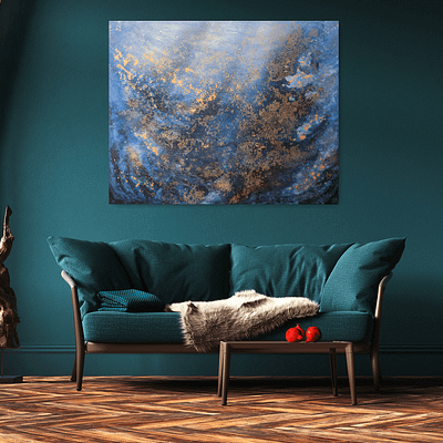 Underwater – hand painted abstract artwork, 100×80 cm