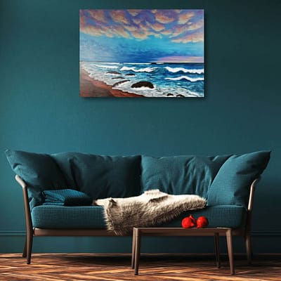 Gentle evening waves – original sea artwork, 70×50 cm