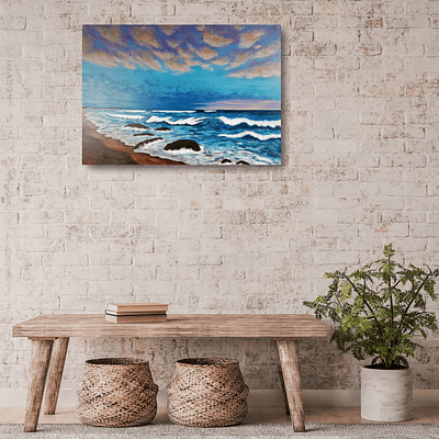 Gentle evening waves – original sea artwork, 70×50 cm