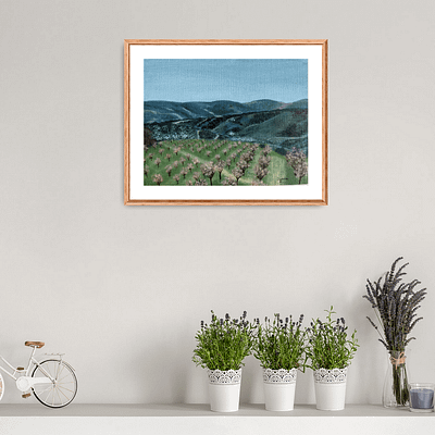 Spring in South Moravia – almond orchards artwork, 24x18cm