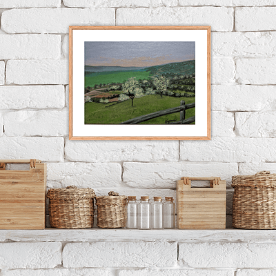 Spring evening – hand painted landscape artwork, 24x18cm