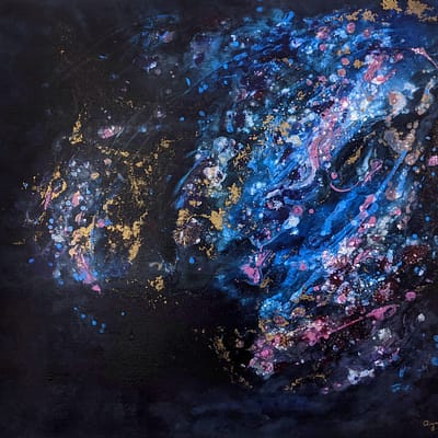 In the stars – modern mixed media abstract artwork, 100x80cm