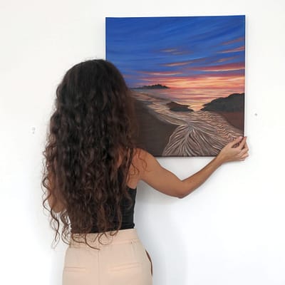 Sweet sunset at sea – sunset beach painting