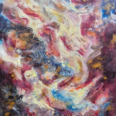 Don´t rush the magic – blue and gold abstract artwork