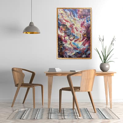 Don´t rush the magic – blue and gold abstract artwork