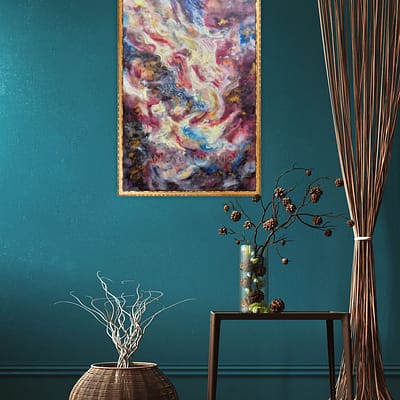 Don´t rush the magic – blue and gold abstract artwork
